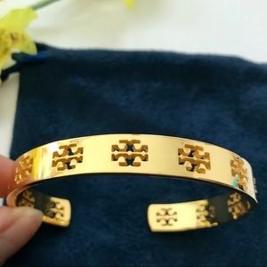 New Tory Burch Pierced T Gold Tone Cuff Bracelet